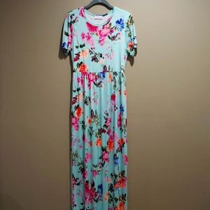 Pink Lily Floral Maxi Dress with Pockets M